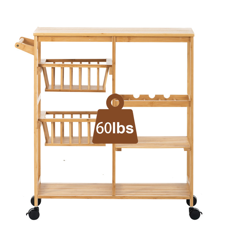 Rebrilliant Malikaih Solid Wood Bar Cart Wayfair